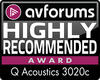 AVForums Highly Recommended Award 3020c